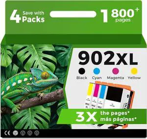 902XL Ink Cartridges Combo Pack for HP 902 XL Black Color Compatible for HP902 OfficeJet 6978 6962 6968 6970 6958 6960 6975 6950 6954 6951 6956 6961 6963 6964 6966 Printer Cyan Magenta Yellow