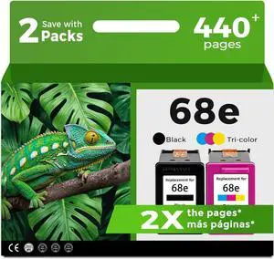 68XL Ink Cartridges Black Color Combo Pack for HP 68 XL 68e Printers 6155e 6555e Replacement for HP68XL HP68 for Envy 6152e 6552e 6558e 6110e 6500e 6520 6520e 6530e 6531e 6532e 6165e 6110e 6110r 6120e