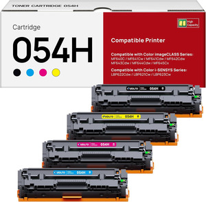4-Pack Color Toner Cartridges For Canon 054H – Compatible With ImageClass MF641Cdw, MF642Cdw, MF644Cdw, LBP620 Series