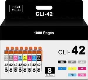 YQSLPBM CLI-42 Ink Cartridges Compatible for Canon CLI-42 CLI42 CLI 42 Ink for Canon PRO 100 Ink Cartridges for Pixma PRO-100 PRO-100S Printer(8 Pack)
