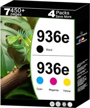 936e Ink Cartridges Combo Pack Replacement for HP 936 XL 936XL for OfficeJet 9122e; Pro 9120e 9120 9125e 9125 9128e 9135e 9135 9110b 9120b 9130b 9130; Pro Wide Format 9730e 9730 Printers- KCMY 4-Pack