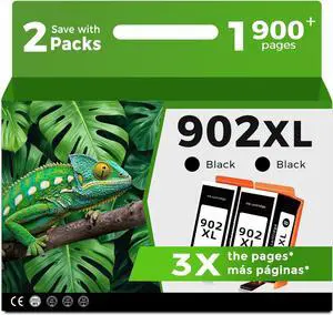 902XL Black Ink Cartridges Compatible for HP 902 XL for 6978 6968 Printer 2 Pack HP902 HP902XL for OfficeJet Pro 6958 6970 6960 6975 6962 6950 6954 6951 6956 6961 6963 6964 6966 Printer