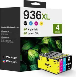 936XL 936e Ink Cartridges Combo Pack: Replacement for HP 936XL 936 Combo Pack for HP OfficeJet Pro 9120e Series 9125e 9122e 9128e 9120b 9130b 9130e 9135e 9730e Printer4 Pack