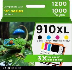 910XL Ink Cartridges Black Color Combo Pack for HP 910 XL Compatible for HP910 OfficeJet Pro 8020 8015e HP910XL for 8025e 8028e 8020e 8025 8010 8028 8035 8015 8022 Printer Cyan Magenta Yellow 4-Pack