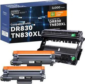 Compatible TN830XL Toner Cartridge and DR830 Drum Unit Replacement for Brother TN-830 TN830 Toner Cartridges DR830 Drum Unit for HL-L2460DW DCP-L2640DW HL-L2480DW HL-L2400D Printer (3 Pack )