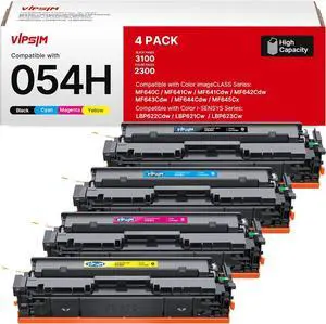054H Toner Replacement for Canon 054 Toner Cartridge Set - Compatible with Canon MF642cdw Toner Cartridges Work for Color imageCLASS MF642cdw MF644cdw MF641CW LBP622Cdw | 4 Pack with CRG-054H Black