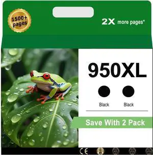 950XL Black Ink Cartridges Compatible for HP 950 XL HP950 High Yeild Ink Cartridges Work for Officejet Pro 8100 8110 8600 8610 8615 8616 8620 8625 8630 8640 8660 251dw 271dw 276dw Printer(2-Pack