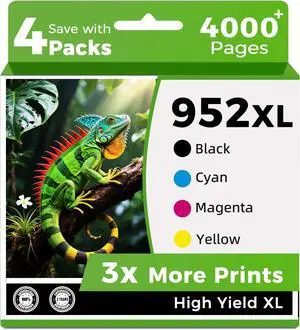 952xl Ink Cartridges Combo 4-pack Compatible Replacement for HP 952 XL hp952xl 7740 8710 Printer Work With OfficeJet Pro 8720 8725 8210 8715 8702 8740 7720 8730 8216 Printer Black Cyan Magenta Yellow