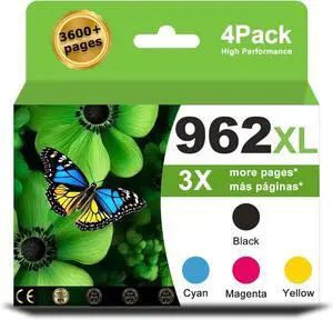 962XL Ink Cartridges Combo Pack Replacement for HP ink 962 for HP962 XL Compatible with OfficeJet 9010 9014e 9015e 9016 9018e 9019e 9020e 9022e 9025e 9028e Printers Black Cyan Magenta Yellow(4-Pack)