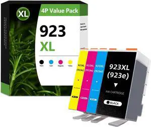 923XL 923e 923 Ink Cartridges Replacement for HP 923XL Ink Cartridges for OfficeJet Pro 8130e 8132e 8135e 8138e 8139e 8120 8120e 8125 8130 8135 Printer, 4 Pack, Black Cyan Magenta Yellow