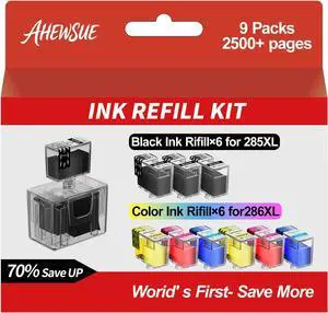 PG-285XL CL-286XL Ink Refill Black/Color Combo Pack for Canon Ink 285 286XL for Pixma TS7720, TR7820, TS7722 Printers(3 Black 2 Cyan 2 Magenta 2 Yellow, 9 Pack)
