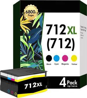 712 712XL T210 Designjet Ink Cartridges Combo Pack T210 Remanufactured Replacement for HP 712 XL for DesignJet T650 T630 T230 Studio Plotter Printer High Yield (4 Pack, Black, Cyan, Yellow, Magenta)