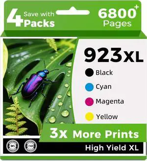 923XL 923e Ink Cartridges Compatible Replacement for HP 923 XL Combo Pack Fit for HP923 Printer 8130e 8138e 8135e Compatible for OfficeJet Pro 8125e 8122e 8139e 8130 8132e Black Cyan Magenta Yellow