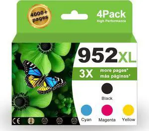 952XL Ink Cartridges Combo Pack Replacement for HP 952 XL for HP952 Work for OfficeJet Pro 8710 7740 8720 8725 8210 8715 8702 8740 7720 8730 8216 8726 8735 8736 8740 Black Cyan Magenta Yellow(4-Pack)