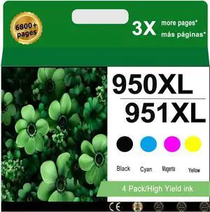 950XL 951XL Ink Cartridges Combo Pack Compatible for HP 950 XL 951 XL Ink Cartridges Work for Officejet Pro 8600 8610 8620 8100 8630 8660 8625 76DW 251DW Printers Black Cyan Magenta Yellow (4 pack)