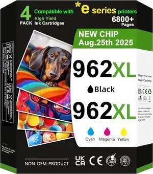 962XL Ink Cartridges Replacement for HP 962XL Ink Cartridges Combo Pack Work for HP Officejet Pro 9015e 9010 9025e 9015 9025 9018e 9025e 9020 Printer (4 Pack)