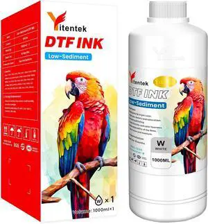 Low-Sediment DTF White Ink 1000ML DTF Transfer Ink for PET Film Pigment Ink Refill for P600 P800 DX5 XP600 4720 i3200 i1600 5113. High Fluidity, Whiteness & Coverage 1000ml x 1, White