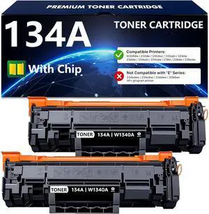 134A Black Toner Cartridge with Chip Compatible for HP 134A 134X W1340A Toner Cartridge to Work with Laserjet M209dw 232dw 232dwc 233sdn 233dw 234dw 234sdw 236dw 236sdw Series Printer, 2-Pack