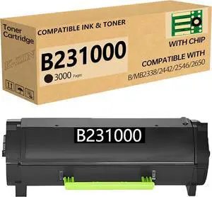 K-ZIN B231000 B2338 Black Toner Cartridge(with Chip)Compatible with Lexmark B231000 B241H00 Toner Cartridge for Lexmark B2338 MB2338 B2442 B2546 B2650 MB2442 MB2546 MB2650 Printer (Black, 3000 Pages)