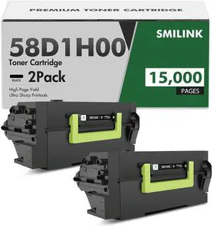 58D1H00 Black Toner Cartridge 58D1000 MS821dn Remanufactured Compatible for Lexmark 58D1H00 MS821n Black Toner for MS725 MS821 MS822 MS823 MS825 MX721 MX722 MX822 MX826 Printer (15,000 Pages, 2-Pack)