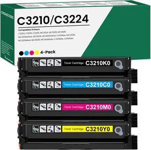 C3210K0 C3210C0 C3210M0 C3210Y0 Toner Cartridge (with Chip) Replacement for Lexmark C3224 Toner Cartridges Black Cyan Magenta Yellow for C3224 C3326 C3426 MC3224 MC3326 MC3426 Printer Ink (4-Pack)