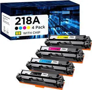 218A Toner Cartridges 4 Pack (with Chip) Compatible Replacement for HP 218A 218X for Color Laserjet Pro MFP 3301cdw 3301sdw Pro 3201dw Series Printer W2180A (Black, Cyan, Magenta, Yellow)