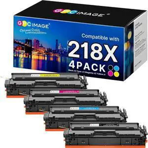 GPC Image 218X 218A Toner Cartridges 4 Pack (with CHIP) 3301fdw 3201dw Replacement for HP 218X 218A Toner Cartridges High Yield for HP Color Laserjet Pro 3301fdw 3201dw MFP 3301cdw 3301sdw (B/C/Y/M)