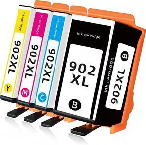 902XL Ink Cartridges for HP 902 XL Printers Compatible for HP902 Black Color Ink Combo Pack Use with OfficeJet Pro 6978 6958 6968 6958 6962 6964 6954 6950 6960 6970(Black,Cyan,Magenta,Yellow) Printer