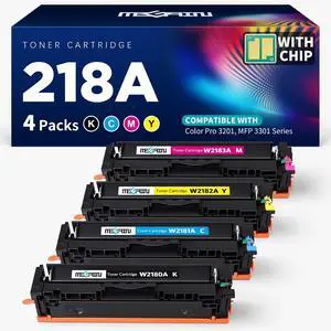 218A Toner Cartridges with Chip | Compatible Replacement for HP 218A W2180A W2181A W2182A W2183A 218X W2180X Work with Color Pro 3201dw 3301cdw 3301fdw 3301sdw Printer, 4 Color Packs Set