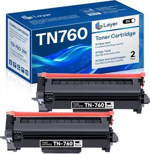 TN-760 TN760 High Yield Black Toner Cartridge 2-Pack Replacement for Brother TN760 TN 760 HL-L2350DW HL-L2370DW HL-L2390DW HL-L2395DW MFC-L2710DW DCP-L2550DW Printer Toner