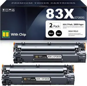 83X CF283X 83A Toner Cartridge Black High Yield Replacement for HP 83X 83A Black Laserjet Toner Cartridge CF283X CF283A Pro MFP M125nw M201dw M225dw M255dn M201n M127fw M127fn M125a (2-Pack)