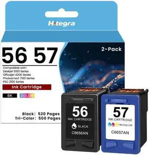 56 57 Ink Cartridges 2-Pack Replacement for HP 56 57 Ink C6656AN C6657AN for Deskjet 450 5150 5550 Officejet 5510 6110 Photosmart 7150 PSC 1110 1200 2400 Series Printers 56XL 57XL Ink, Standard Yield