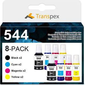 544 Ink Refill Bottles Compatible with T544120 T544220 T544320 T544420 Replacement for L1210 L1250 L3110 L3150 L3160 L3210 L3250 L3251 L3260 L5290 L5590 (8 Pack)