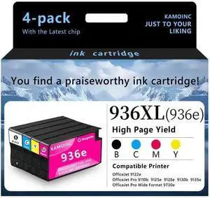 936e 936XL Ink Cartridge (with Chip) Replacement for HP 936e 936 Compatible with HP OfficeJet Pro 9125e 9135e 9128e 9122e 9110b 9130b 9730e 9730 Printers (4Color)