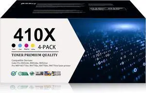 410X Toner Cartridges 4 Pack (1Black/1Cyan/1Magenta/1Yellow) Replacement for HP 410X 410A Toner Cartridge Compatible for Color Pro MFP M477fdw M477fnw M477fdn; Color Pro M452dn M452nw M452dw Printer