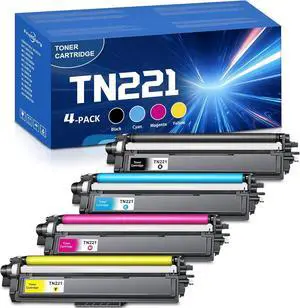 TN-221 TN221 Toner Cartridge High Yield Replacement for Brother MFC-9130CW HL-3170CDW HL-3140CW HL-3180CDW MFC-9330CDW MFC-9340CDW HL-3150CDN Printers (1 Black 1 Cyan 1 Magenta 1 Yellow,4 Pack)