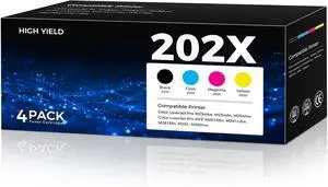 202X Toner Cartridges High Yield 4 Pack Compatible with Color LaserJet Pro M254 MFP M281 M280 Series for HP 202X 202A Toner Work for MFP M281cdw M281fdw M281fdn M280nw Pro M254dw M254dn M254nw Printer