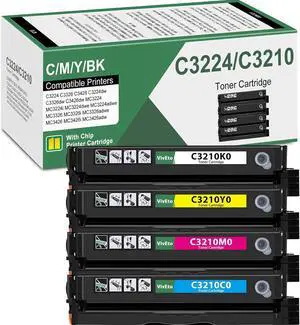 C3426 C3210 C3224 Toner Cartridge (with New Chip) Replacement for Lexmark C3224 C3210 C3210C0 C3210K0 C3210M0 C3210Y0 for C3224 C3326 C3426 MC3224 MC3326 MC3426 Printer, 4 Pack MC3224 Toner Kit