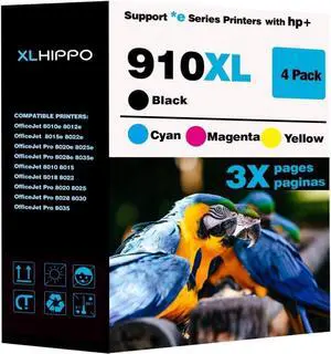 910XL Ink Cartridges for HP Printers OfficeJet 8015e Ink Cartridges Replacement for HP Ink 910XL Black and Color Combo Pack Work with OfficeJet Pro 8025e 8028e 8015 8025 8010 8020 Series (4 Pack)