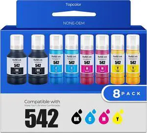 542 Ink Refill Bottles ET-5850 ET-5150 ET-5170 ET-16650 ET-5800 542 Ink Refill Bottles Work for ET-5850 ET-5150 ET-5170 ET-16650 ET-5800 ET-16600 ET-5880 ET-5180 ST-C8000 (2BK 2C 2M 2Y)