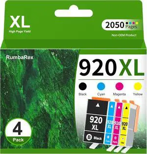 920 920XL Ink Cartridges Combo Pack High-Yield Replacement for HP 920 XL Ink Cartridges for Officejet 6500 6500A 6000 7000 7500 7500A E709 Printer Ink 4-Pack (Black, Cyan, Magenta, Yellow)