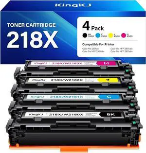 218X Toner Cartridge 4 Pack Compatible for HP 218X W2180X 218A W2180A HP Color Laserjet Pro MFP 3301fdw 3201dw 3301sdw 3301cdw 3201 3301 Series Printer Ink Laser All-in-One Scanner Black (No Chip)