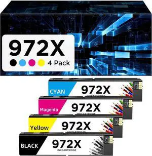 972X Ink Cartridges Replacement for HP 972X 972A Compatible with HP Pagewide Pro MFP 477DW Pagewide Pro 577DW 552DW 477DW 477DN 452DW 577Z Printers (4 Pack, Black/Cyan/Magenta/Yellow)