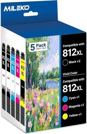 812XL Ink Cartridge Epson Remanufactured Replacement for Epson 812XL Ink Cartridges Combo Pack for Epson 812XL 812 XL T812XL for Workforce Pro WF-7840 WF-7820 WF-7310 EC-C7000 Printer5 Pack, 812XL