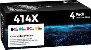 414X Toner Cartridges 4 Pack Compatible for HP 414X 414A Toner Replacement for Color Laserjet Pro MFP M479fdw M479fdn, Pro M454dw M454dn M454, M455dn MFP M480f Printers(Black/ Cyan/ Magenta/ Yellow)