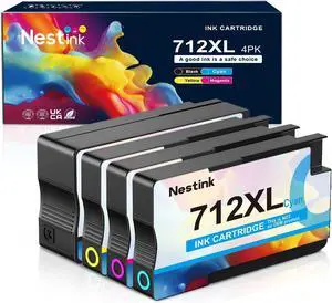 712XL Ink Cartridges Remanufactured High Yield Replacement for HP 712 712XL 712 XL for DesignJet T650 T630 T230 T210 Studio Plotter Printer (4 Pack, Black, Cyan, Yellow, Magenta)