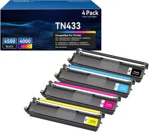 TN433 Toner Cartridge Set TN-433 for MFC-L8900CDW MFC-L8690CDW L8610CDW HL-L8360CDW Compatible for Brother TN 433 TN431 MFC L8900CDW MFC-L8690CDW MFC-L9570CDW HL-L9310CDW DCP-L8410CDW Printer,4 Pack