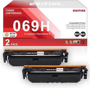 069H Black Toner Cartridge (with Chip) Replacement for 069H Black 069 H High Capacity 5098C001 for Color imageCLASS MF753Cdw LBP674Cdw MF751Cdw Printers (7,600 Pages, High Yield, 2 Pack)