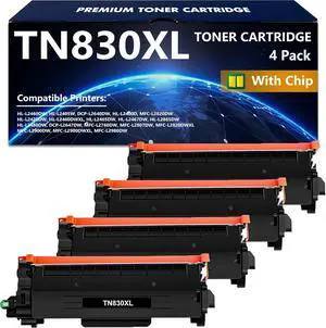 TN830XL Toner Cartridges Compatible for Brother TN 830XL TN830 for HL-L2460DW DCP-L2640DW HL-L2480DW HL-L2400D HL-L2405W MFC-L2820DW Printer (3,000 Pages,Black)