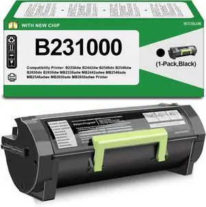 B231000 Black Toner Cartridge High Yield Compatible for Lexmark B231000 Toner for Replacement for Lexmark B2338 B2442 B2546 B2650 MB2338 MB2442 MB2546 MB2650 MB2338adw MB2442adwe MB2546ade Printer